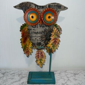Owl Metal Art Statue Home Garden Yard Decor